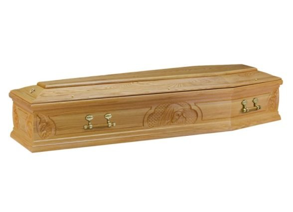 A traditional wood coffin from JC Atkinson